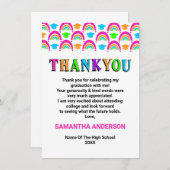 Neon Rainbow Afstuderen Dank u kaart (Voorkant / Achterkant)