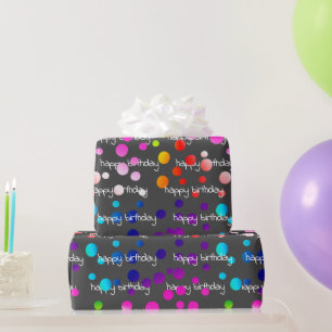 Neon Rainbow Birthday Polka Dots Cadeaupapier