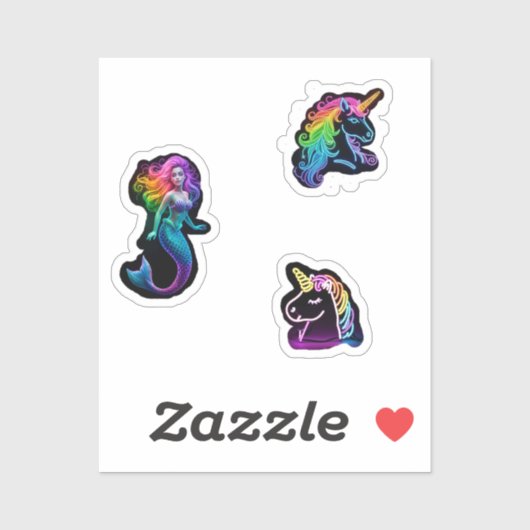 neon rainbow fantasy stickers (Vel)