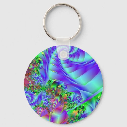 Neon Rainbow Fractal Art Sleutelhanger (Voorkant)
