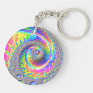 Neon Rainbow Fractal Sleutelhanger