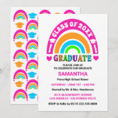 Neon Rainbow Graduation Party Uitnodigingen (Voorkant / Achterkant)