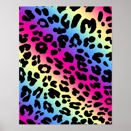 Neon Rainbow Leopard Pattern Print (Voorkant)