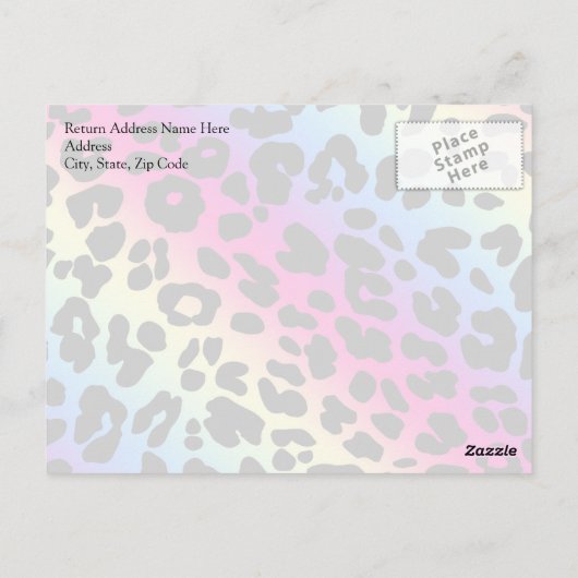 Neon Rainbow Leopard Pattern Print Briefkaart (Achterkant)
