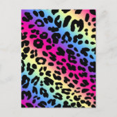 Neon Rainbow Leopard Pattern Print Briefkaart (Voorkant)