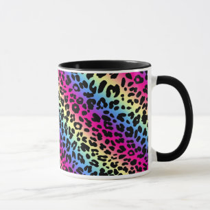 Neon Rainbow Leopard Pattern Print Mok