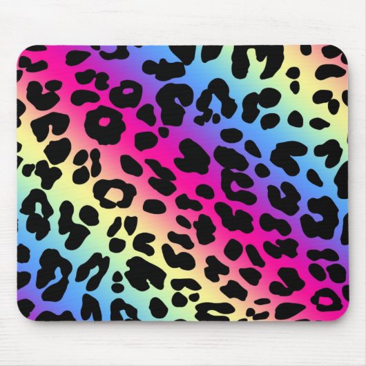 Neon Rainbow Leopard Pattern Print Muismat (Voorkant)