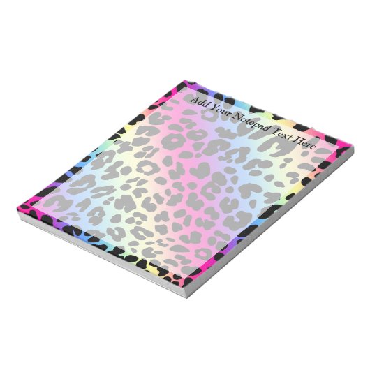 Neon Rainbow Leopard Pattern Print Notitieblok (Gedraaid)