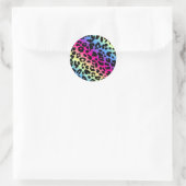 Neon Rainbow Leopard Pattern Print Ronde Sticker (Tas)