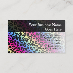 Neon Rainbow Leopard Pattern Print Visitekaartje