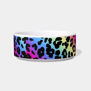 Neon Rainbow Leopard Pattern Print Voerbakje