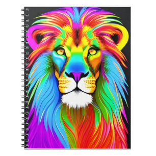 Neon Rainbow Lion Notitieboek