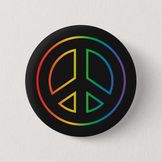 Neon Rainbow Peace Sign Ronde Button 5,7 Cm (Voorkant)