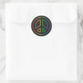Neon Rainbow Peace Sign Ronde Sticker (Tas)
