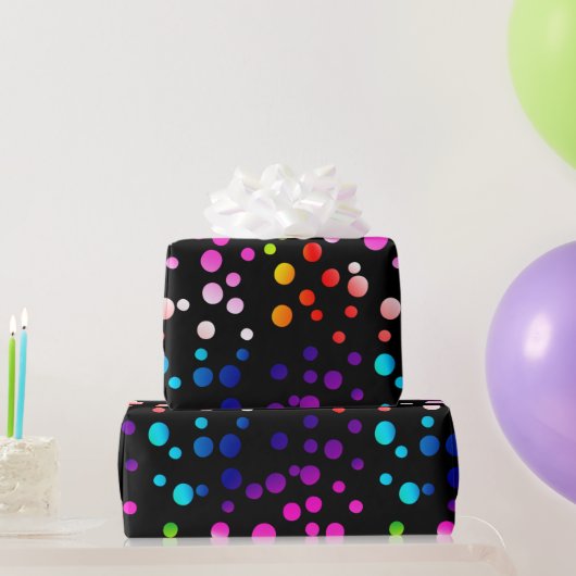 Neon Rainbow Polka Dots Cadeaupapier (Feestgeschenken)