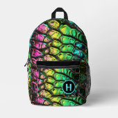 Neon Rainbow Reptile Snake Monogram Bedrukte Rugzak (Voorkant)