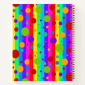 Neon Rainbow Stripe en Polka Dot Custom Notitieboek (Achterkant)