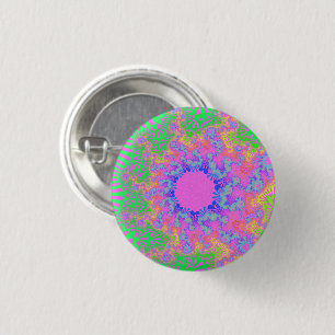 Neon Rainbow Sunburst Ronde Button 3,2 Cm