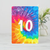 Neon Rainbow Tie Dye 10e anniversaire Invitation (Debout devant)