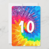 Neon Rainbow Tie Dye 10e anniversaire Invitation (Devant)