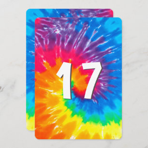 Neon Rainbow Tie Dye 17e anniversaire Invitation