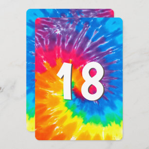 Neon Rainbow Tie Dye 18e anniversaire Invitation