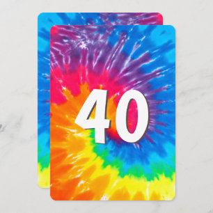 Neon Rainbow Tie Dye 40e anniversaire Invitation