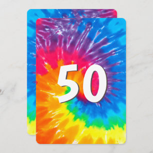 Neon Rainbow Tie Dye 50th Verjaardag uitnodiging