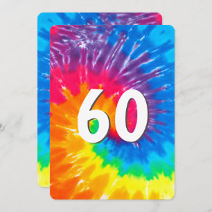 Neon Rainbow Tie Dye 60e Anniversaire Invitation