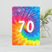 Neon Rainbow Tie Dye 70e anniversaire Invitation (Debout devant)