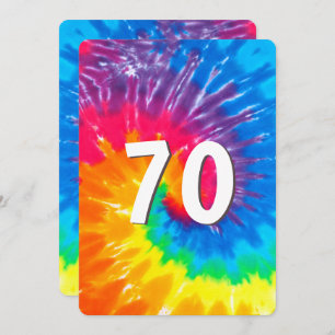Neon Rainbow Tie Dye 70e anniversaire Invitation