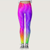 Neon Rainbow Tie Dye Herringbone Leggings (Voorkant)