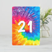 Neon Rainbow Tie Dye Invitation 21e anniversaire (Debout devant)
