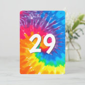 Neon Rainbow Tie Dye Invitation 29e anniversaire (Debout devant)
