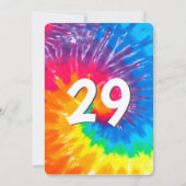 Neon Rainbow Tie Dye Invitation 29e anniversaire (Devant)
