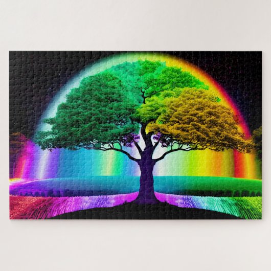 Neon Rainbow Tree of Life Legpuzzel (Horizontaal)