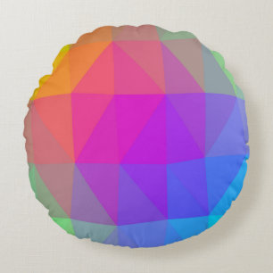 Neon Rainbow Triangle Abstract Rond Kussen