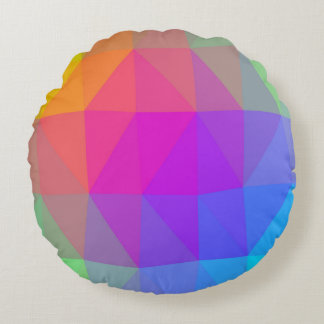 Neon Rainbow Triangle Abstract Rond Kussen