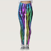 Neon Rainbow Zebra 90s Nostalgie Leggings (Devant)