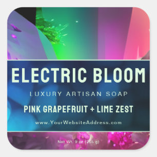 Neon Rave-geïnspireerde Crystal Blue Product Label