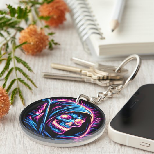 Neon Reaper Glow - Schedel Sleutelhanger (Voorkant Rechts)