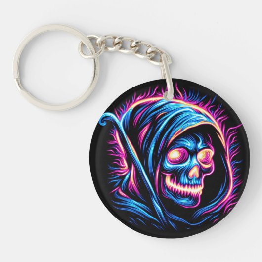 Neon Reaper Glow - Schedel Sleutelhanger (Voorkant)