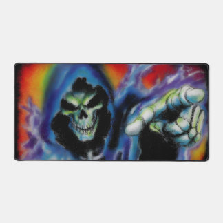 Neon Reaper Schedel – Donkere Fantasie Kunst Bureaumat