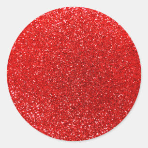 Neon red glitter ronde sticker