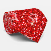 Neon red glitter sterren stropdas (Opgerold)