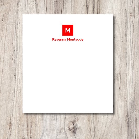 Neon Red Modern Chic Trendy Monogram Name Notitieblok