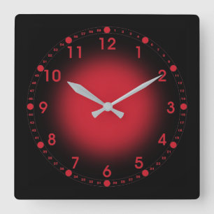 Neon Red Vierkante Klok