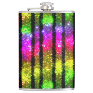 Neon Regenboog Glans Strepen Heupfles
