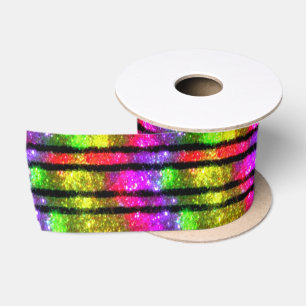 Neon Regenboog Glans Strepen Lint