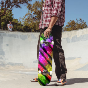 Neon Regenboog Glans Strepen Skateboard